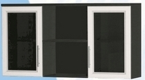 Антресоль большая с двумя стеклодверями ДЛЯ ГОСТИНОЙ АБС-2 Венге/Дуб выбеленный в Таре - tara.katalogmebeli.com | фото