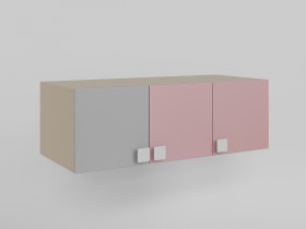 Антресоль на шкаф 3-х створчатый (Розовый/Серый/корпус Клен) в Таре - tara.katalogmebeli.com | фото