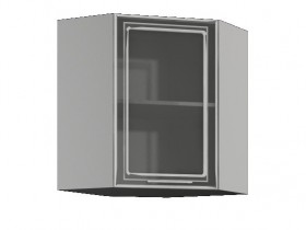 Бетон ШВУС 550*550 Шкаф верхний угловой с одной дверцей со стеклом в Таре - tara.katalogmebeli.com | фото