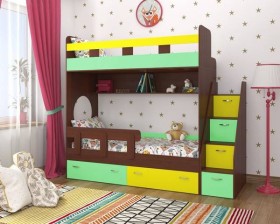 Детская двухъярусная кровать Юниор-1 Белый/Синий Распродажа в Таре - tara.katalogmebeli.com | фото 4