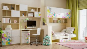 Детская комната Флёр (Белый/корпус Клен) в Таре - tara.katalogmebeli.com | фото