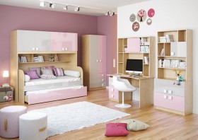 Детская комната Грэйси (Розовый/Серый/корпус Клен) в Таре - tara.katalogmebeli.com | фото 2
