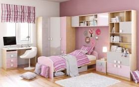 Детская комната Грэйси (Розовый/Серый/корпус Клен) в Таре - tara.katalogmebeli.com | фото 3