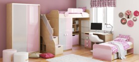 Детская комната Грэйси (Розовый/Серый/корпус Клен) в Таре - tara.katalogmebeli.com | фото 5
