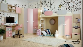 Детская комната Грэйси (Розовый/Серый/корпус Клен) в Таре - tara.katalogmebeli.com | фото