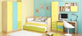 Детская комната Смайли (Желтый/Голубой/Зеленый/корпус Клен) в Таре - tara.katalogmebeli.com | фото