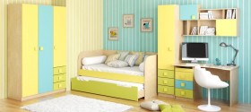 Диван-кровать Смайли (Желтый/Зеленый/корпус Клен) в Таре - tara.katalogmebeli.com | фото 2