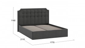 Двуспальная кровать без ПМ «Анабель» Велюр/Графит 1600 в Таре - tara.katalogmebeli.com | фото 3