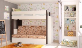 Кровать с диваном 75 Карамель Атлант (Венге Магия /Сосна Карелия/Савана) в Таре - tara.katalogmebeli.com | фото