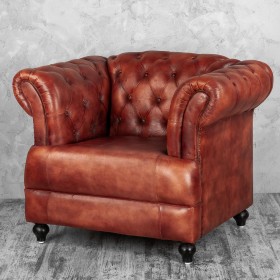 Кресло кожаное Лофт Честер-Нью (Коричневый) в Таре - tara.katalogmebeli.com | фото