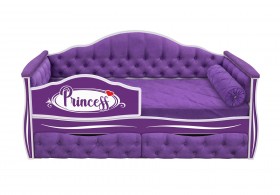 Кровать 160 серии Иллюзия 2 ящика 32 Фиолетовый (мягкие боковые накладки/подушка валик) в Таре - tara.katalogmebeli.com | фото