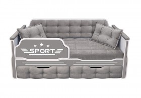 Кровать 160 серии Спорт 2 ящика 45 Серый (подушки) в Таре - tara.katalogmebeli.com | фото