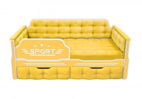 Кровать 160 серии Спорт 2 ящика 74 Жёлтый (мягкие боковые накладки) в Таре - tara.katalogmebeli.com | фото