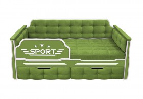 Кровать 160 серии Спорт 2 ящика 76 Зелёный (мягкие боковые накладки) в Таре - tara.katalogmebeli.com | фото