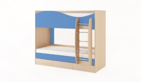 Кровать 2-х ярусная с ящиками (Беленый дуб/Синий) в Таре - tara.katalogmebeli.com | фото 1