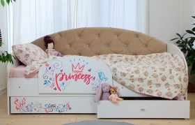 Кровать детская Эльза с бортиком Принцесса Белый/Бежевый в Таре - tara.katalogmebeli.com | фото