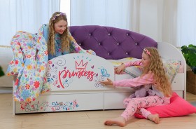 Кровать детская Эльза с бортиком Принцесса Белый/Фиолетовый в Таре - tara.katalogmebeli.com | фото