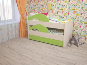 Кровать детская Радуга 1600 Млечный дуб/Салатовый в Таре - tara.katalogmebeli.com | фото