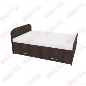 Кровать двухспальная ЛДСП 1400 с ящиками Венге в Таре - tara.katalogmebeli.com | фото 1