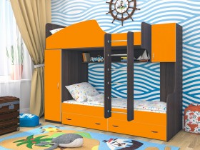 Кровать двухъярусная Юниор-2 Бодего/Оранжевый в Таре - tara.katalogmebeli.com | фото