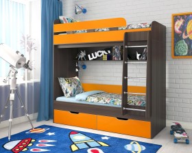 Кровать двухъярусная Юниор-5  Бодего/Оранжевый в Таре - tara.katalogmebeli.com | фото