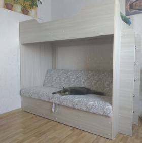 Кровать двухъярусная с диваном (Беленый дуб) в Таре - tara.katalogmebeli.com | фото 1