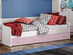 Кровать Fashion-1 Вега 0,9 м (Белый/Розовый) в Таре - tara.katalogmebeli.com | фото