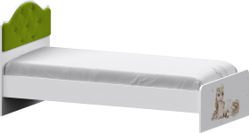 Кровать Каспер с мягкой спинкой и фотопечатью (800х1900)Белый/Лайм в Таре - tara.katalogmebeli.com | фото 1