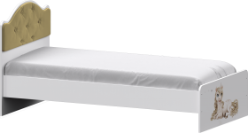 Кровать Каспер с мягкой спинкой и фотопечатью (800х1900)  Белый/Ваниль в Таре - tara.katalogmebeli.com | фото