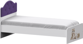 Кровать Каспер с мягкой спинкой и фотопечатью (800х2000)Белый/Фиолетовый в Таре - tara.katalogmebeli.com | фото