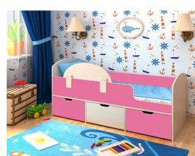 Кровать Малыш-мини Дуб молочный/Розовый в Таре - tara.katalogmebeli.com | фото