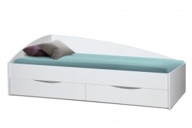 Кровать одинарная "Фея - 3" (асимметричная) (2000х900) New/(белый / белый / ДВПО белый) в Таре - tara.katalogmebeli.com | фото