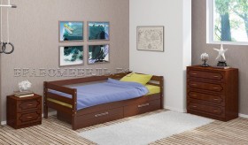 Кровать одинарная ГЛОРИЯ из массива сосны  900*2000 (Орех) в Таре - tara.katalogmebeli.com | фото