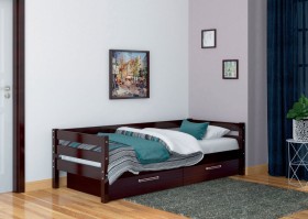 Кровать одинарная ГЛОРИЯ из массива сосны  900*2000 (Орех Тёмный) в Таре - tara.katalogmebeli.com | фото