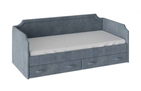 Кровать с мягкой обивкой и ящиками «Кантри» Тип 1 (900) (Замша синяя) в Таре - tara.katalogmebeli.com | фото