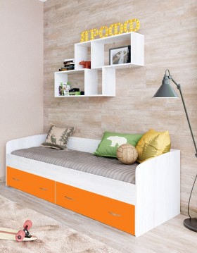 Кровать с выкатными ящиками Винтерберг/Оранжевый в Таре - tara.katalogmebeli.com | фото