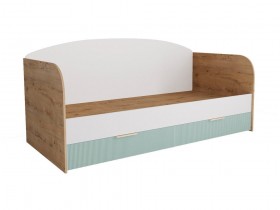 Кровать с ящиками ДКД 2000.1 Лавис (Белый софт/Зеленый софт/корпус Дуб бунратти) в Таре - tara.katalogmebeli.com | фото
