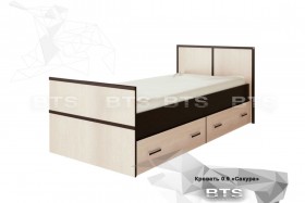 Кровать Сакура с настилом и ящиками 0,9 (Венге/Лоредо) в Таре - tara.katalogmebeli.com | фото
