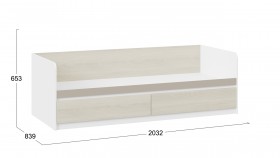 Кровать «Сканди» с 2 ящиками Дуб Гарден/Белый/Глиняный серый в Таре - tara.katalogmebeli.com | фото 3