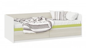 Кровать «Сканди» с 2 ящиками Дуб Гарден/Белый/Зеленый в Таре - tara.katalogmebeli.com | фото