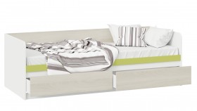 Кровать «Сканди» с 2 ящиками Дуб Гарден/Белый/Зеленый в Таре - tara.katalogmebeli.com | фото 2