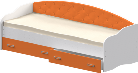 Кровать Софа-7 с мягкой спинкой (800х1900) Белый/Оранжевый в Таре - tara.katalogmebeli.com | фото