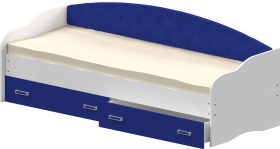 Кровать Софа-7 с мягкой спинкой (800х1900) Белый/Синий в Таре - tara.katalogmebeli.com | фото