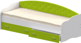 Кровать Софа-7 с мягкой спинкой (800х2000) Белый/Лайм в Таре - tara.katalogmebeli.com | фото