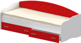 Кровать Софа-8 с мягкой спинкой (900х1900) Белый/Красный в Таре - tara.katalogmebeli.com | фото