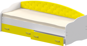 Кровать Софа-8 с мягкой спинкой (900х2000) Белый/Желтый в Таре - tara.katalogmebeli.com | фото 1
