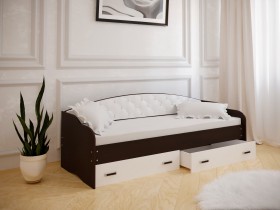 Кровать Софа-8 с мягкой спинкой (900х2000) Венге/ Белый в Таре - tara.katalogmebeli.com | фото