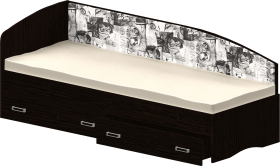Кровать Софа-9 с мягкой спинкой с рисунком Милана (900х1900) Венге в Таре - tara.katalogmebeli.com | фото