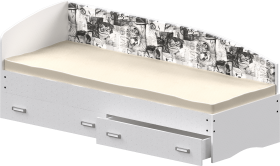 Кровать Софа-9 с мягкой спинкой с рисунком Милана (900х2000) Белый в Таре - tara.katalogmebeli.com | фото