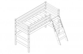 Кровать Соня вариант 6 полувысокая с наклонной лестницей Белый полупрозрачный в Таре - tara.katalogmebeli.com | фото 3